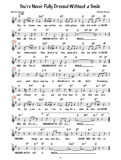 You're Never Fully Dressed Without A Smile (Lead sheet with lyrics )