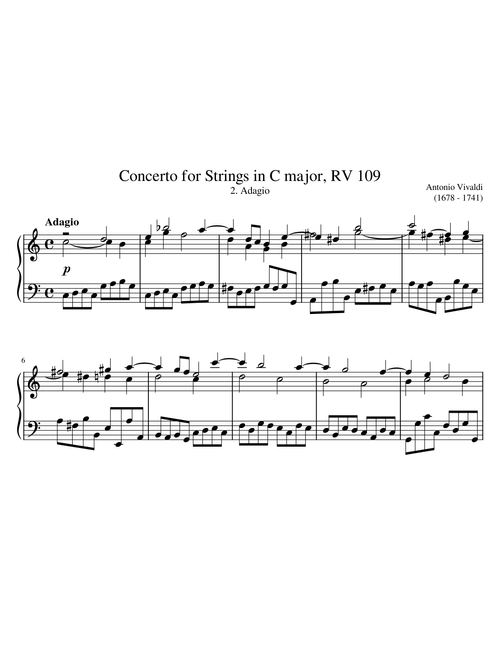 (1678 - 1741) Antonio Vivaldi - Concerto for Strings in C major, RV 109 2. Adagio