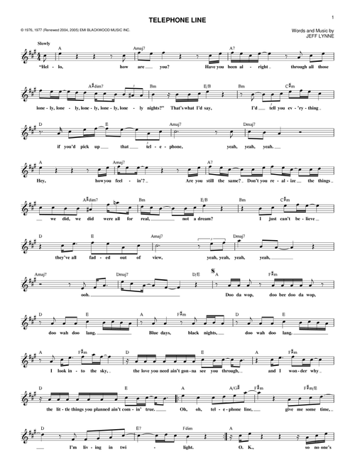 Telephone Line - Electric Light Orchestra (Lead Sheet - Fake Book)