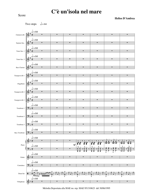 C'è un'isola nel mare - Score Only (Arr. Helios D'Andrea) (Jazz Ensemble)