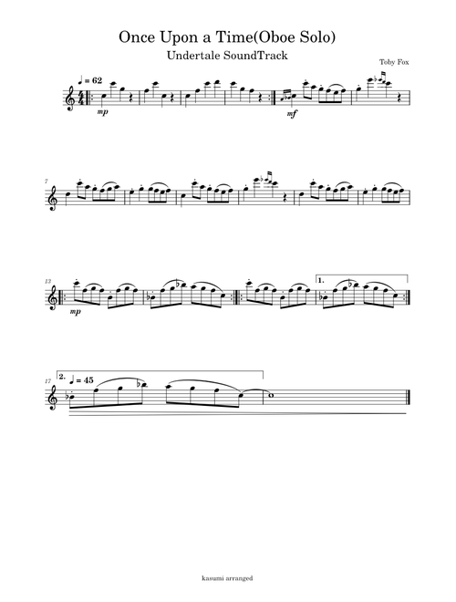 Once Upon A Time – Toby Fox (Oboe Solo)