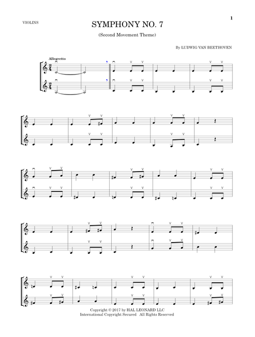 Symphony No. 7 In A Major, Second Movement (Allegretto) - Ludwig Van Beethoven (Violin Duet)