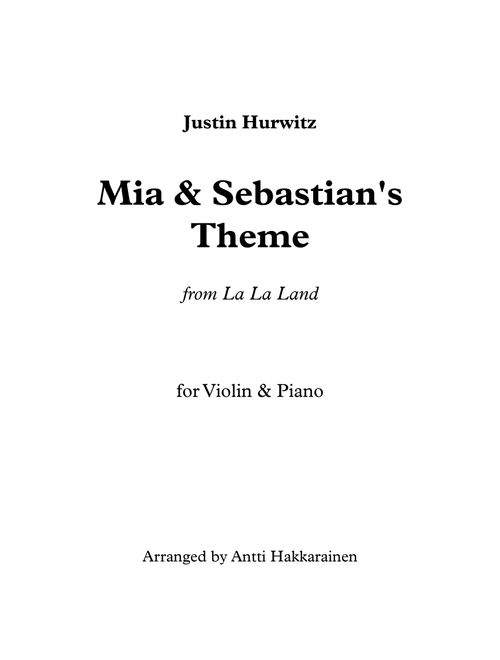 Mia & Sebastian's Theme (Arr. Antti Hakkarainen) - Ost (original Soundtrack) (Violin and Piano)