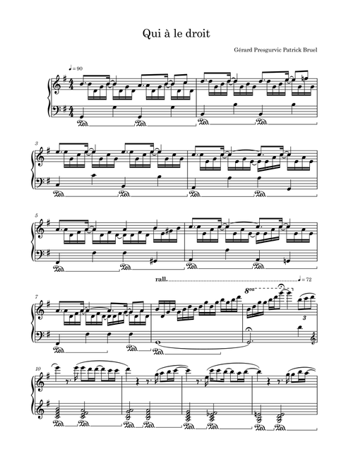 Qui A Le Droit (Arr. Sylvain Harvus) - Gerard Maurice Presgurvic (Piano Solo)