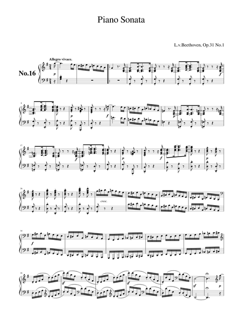 Piano Sonata No.16, Op.31 No.1 (L.v.Beethoven)