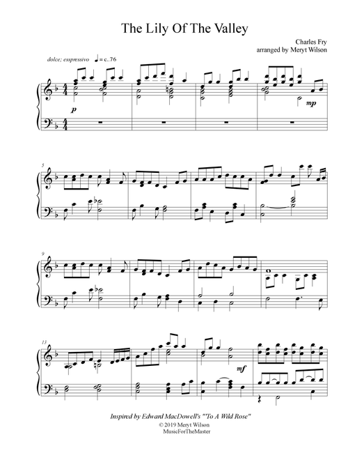 THE LILY OF THE VALLEY early adv. piano solo (Arr. Meryt Wilson) - Charles Fry (Piano Solo)