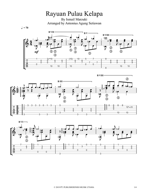 Rayuan Pulau Kelapa (Arr. Antonius Agung Setiawan) - Ismail Marzuki (Guitar Tab)
