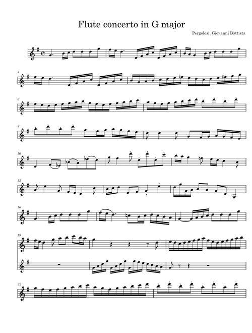 Flute Concerto in G major, P.33 – Giovanni Battista Pergolesi