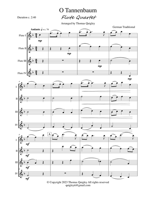 O Tannenbaum (Arr. Thomas Quigley) (Woodwind Ensemble)