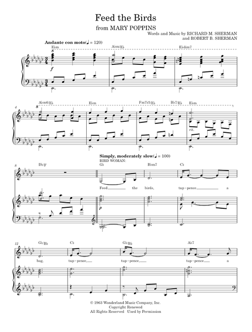 Feed The Birds - Richard & Robert Sherman, Robert B. Sherman (Piano Vocal)