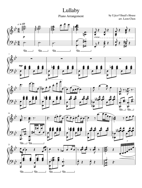 Lullaby by Ujico*/Snail's House - Piano Arrangement