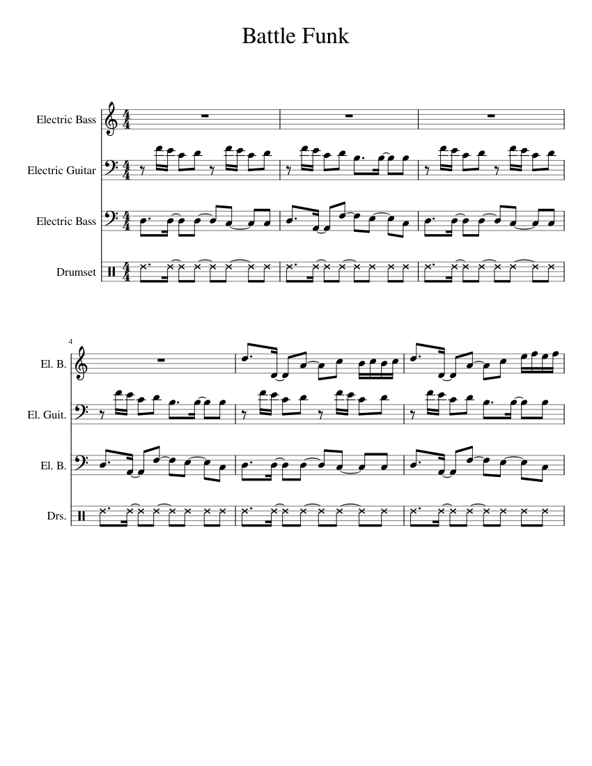 Battle_Funk Sheet music for Guitar, Bass guitar, Drum group (Mixed ...