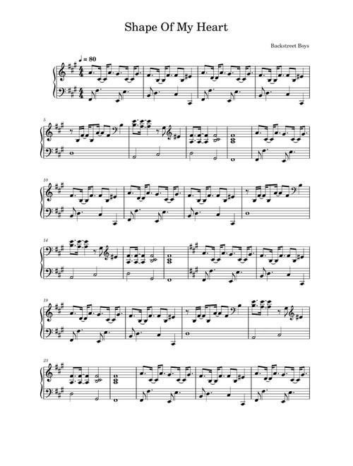 Shape Of My Heart (Arr. Backstreet Boys) (Piano Solo)