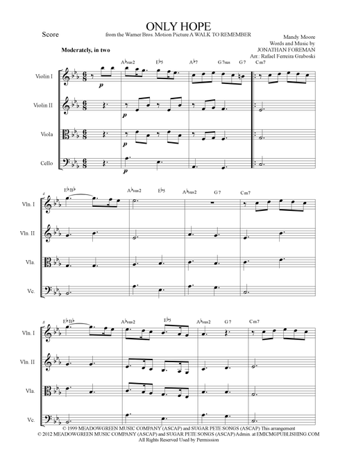 Only Hope (Arr. Rafael Ferreira Graboski) - Mandy Moore (String Quartet)