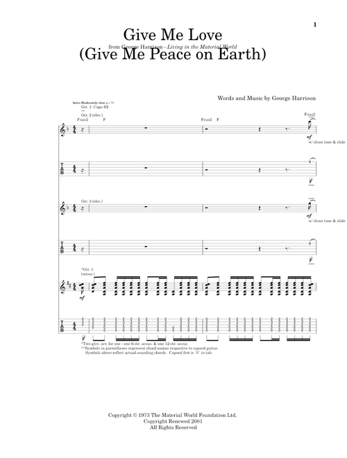 Give Me Love (Give Me Peace On Earth) - George Harrison (Guitar Tab)