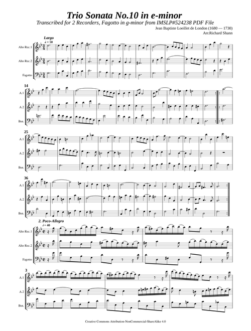 Loeillet, J.B. de London _ Trio Sonata Op.2 No.10 in e-moll