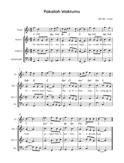 Take Time to be Holy / Pakailah Waktumu (Arr. Angie Wiranata) - William D Longstaff, George C Stebbins (Small Ensemble)