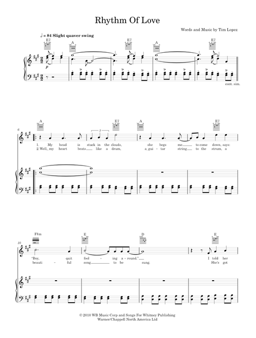 Rhythm of love - Plain White T's (Piano-Voice-Guitar)