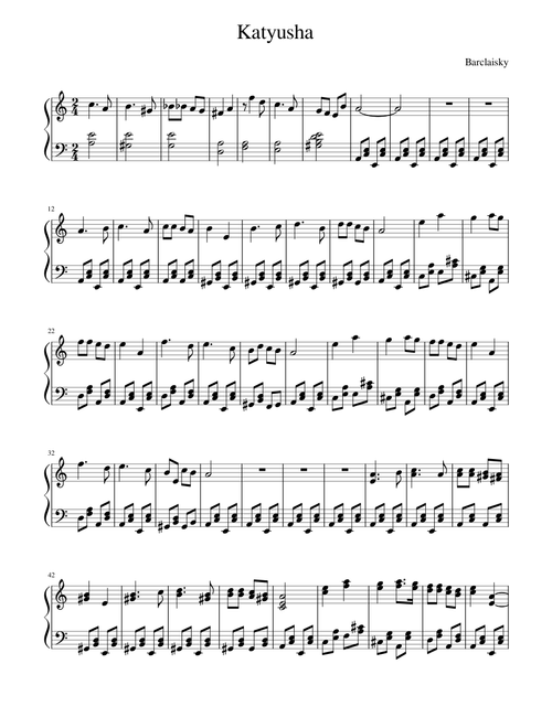 [Piano Solo] Катюша-Katyusha-喀秋莎