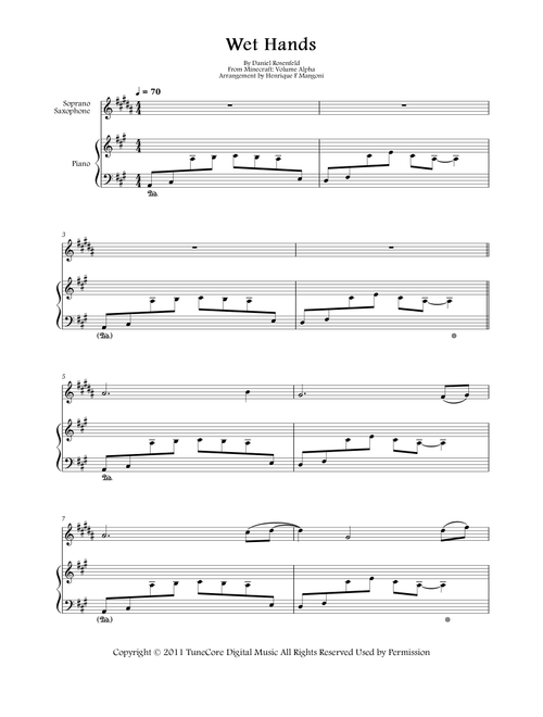 Wet Hands (Arr. Henrique F Mangoni) - C418 (Soprano Sax and Piano)