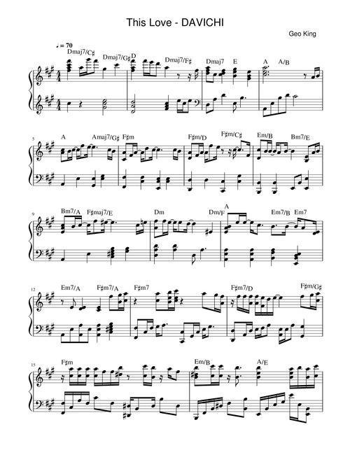 This Love (Arr. Gregory King) - Davichi (Easy Piano)