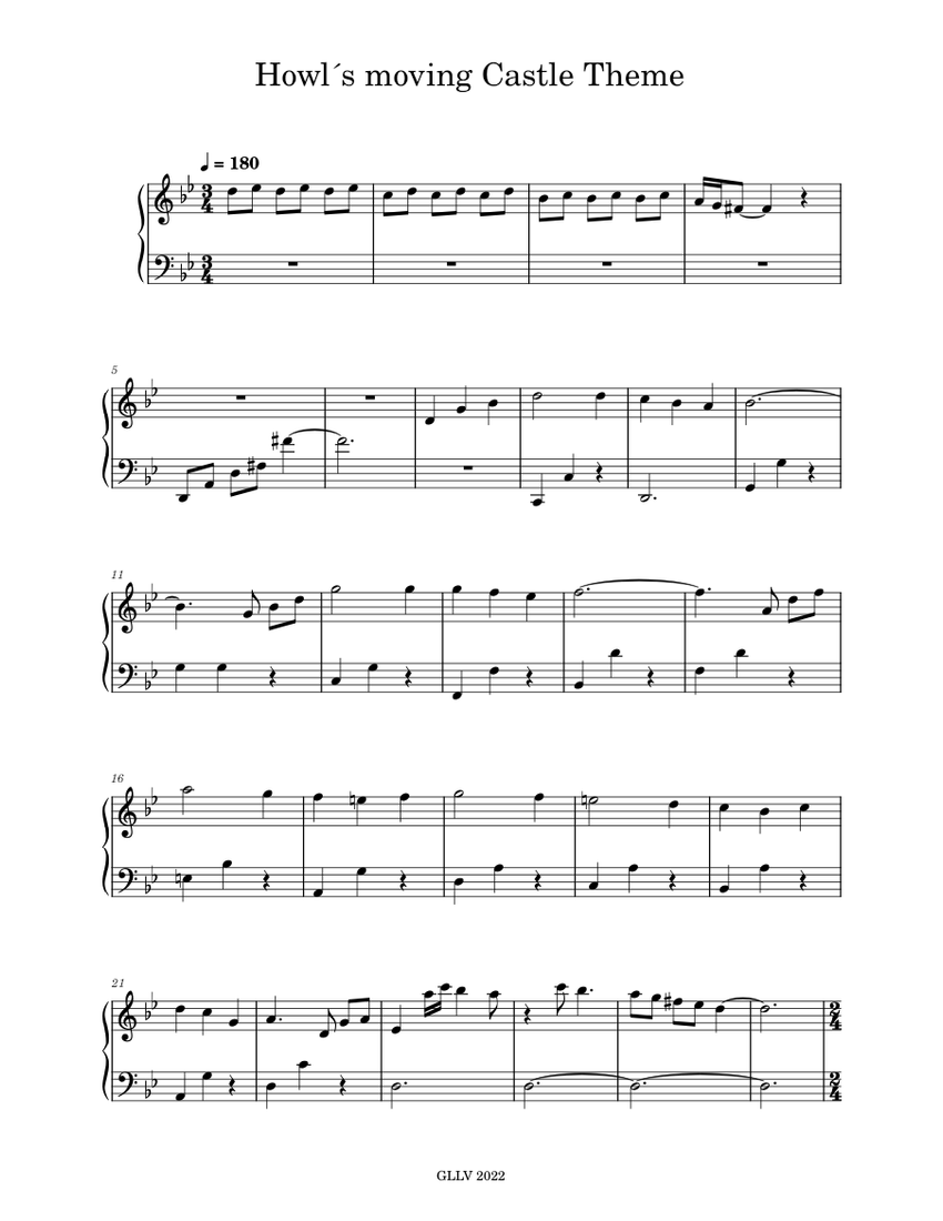 Howl´s_moving_Castle_Theme Sheet music for Piano (Solo) Easy