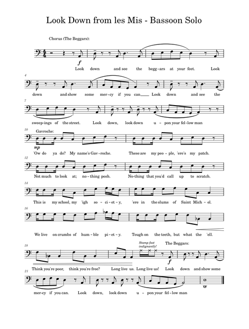 Look Down from les Mis - Bassoon Solo