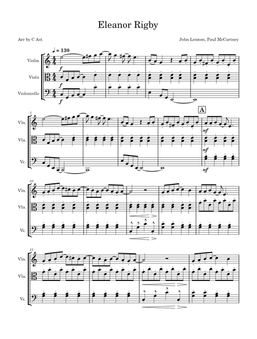 Eleanor rigby – The Beatles Eleanor Rigby – arranged for string trio.