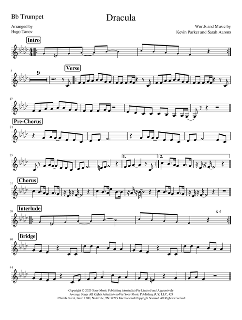 Dracula (Arr. Hugo Tanov) - Tame Impala (Trumpet Solo)