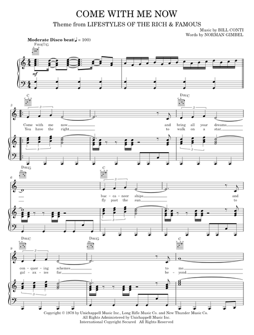 Come With Me Now - Norman Gimbel, TV Theme Song (Piano-Vocal-Guitar)