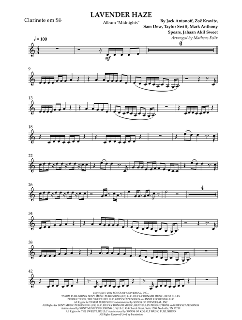 Lavender Haze (Arr. Matheus Felix) - Taylor Swift (Clarinet Solo)