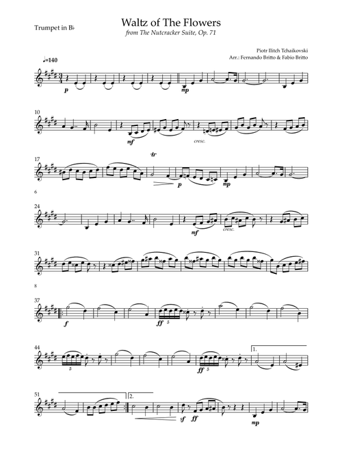 Waltz of The Flowers - from Nutcracker (P. I. Tchaikovsky) for Trumpet in Bb Solo (Arr. Fabio Britto) - Piotr Ilitch Tchaikovsky (Trumpet Solo)