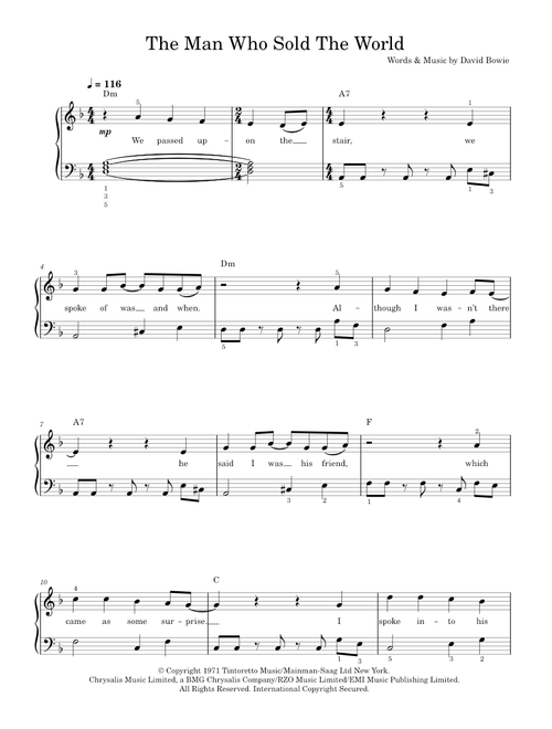 The Man Who Sold The World - David Bowie (Piano-Vocal-Guitar (Piano Accompaniment))