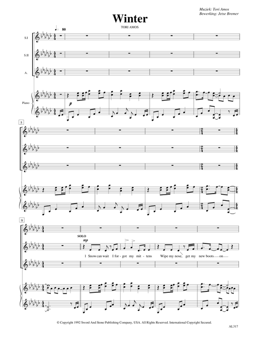 Winter (Arr. Jetse Bremer) - Tori Amos (Choral, Mixed)