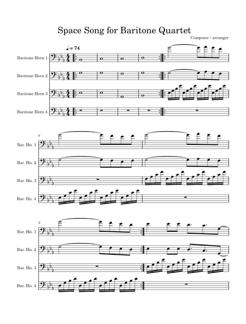 Space song – Beach House Space song for Baritone Quartet