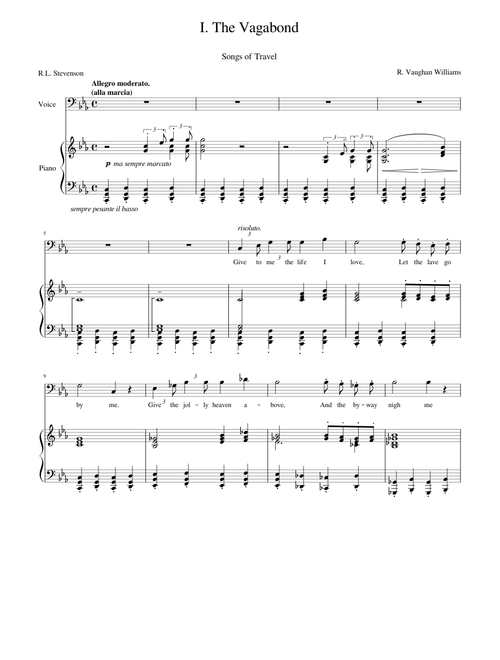 1. The Vagabond (from Songs of Travel) - R. Vaughan Williams - bass key