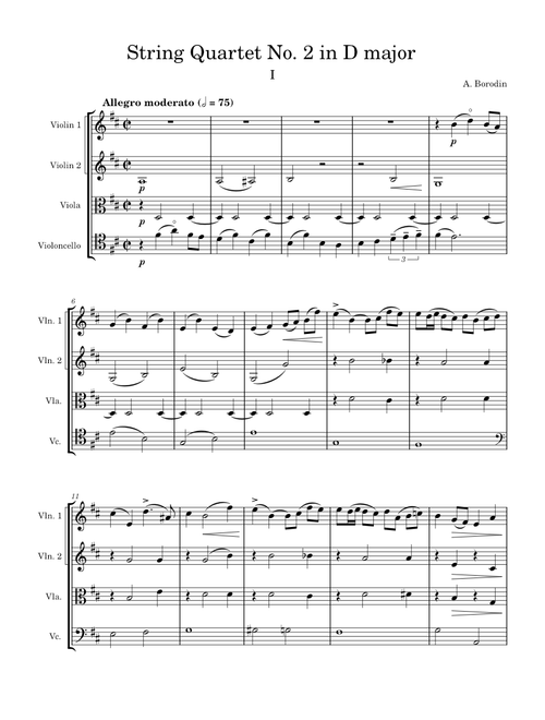 String Quartet No.2 – Aleksandr Borodin String Quartet No. 2 in D major