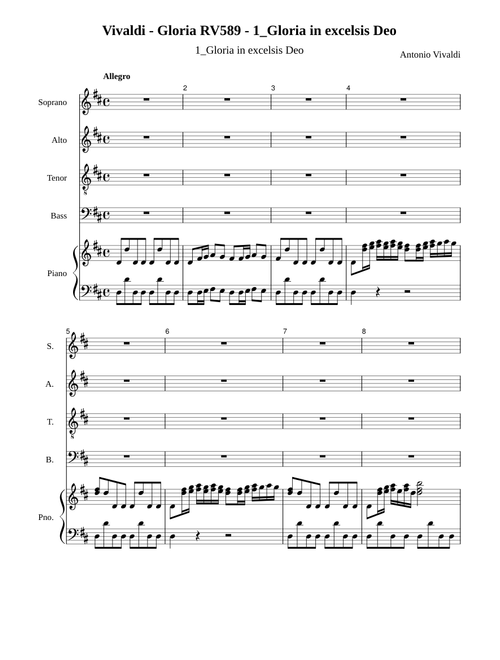 Gloria in excelsis Deo Vivaldi Gloria RV589 1 (SABT+Piano MuseScore)