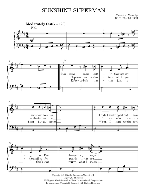 Sunshine superman - Donovan (Easy Piano)
