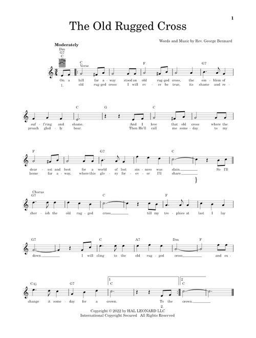The Old Rugged Cross - Rev George Bennard (Easy Guitar)