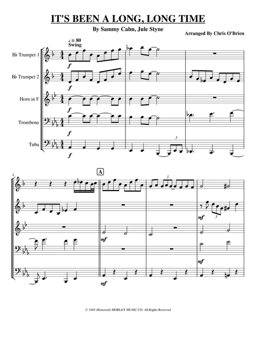 It's Been A Long, Long Time (Arr. Chris O'Brien) - Jule Styne (Brass Ensemble)