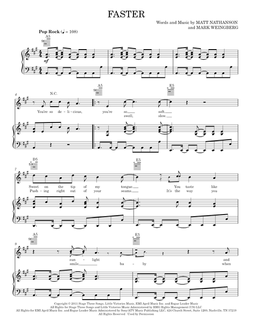 Faster - Matt Nathanson (Piano-Vocal-Guitar)