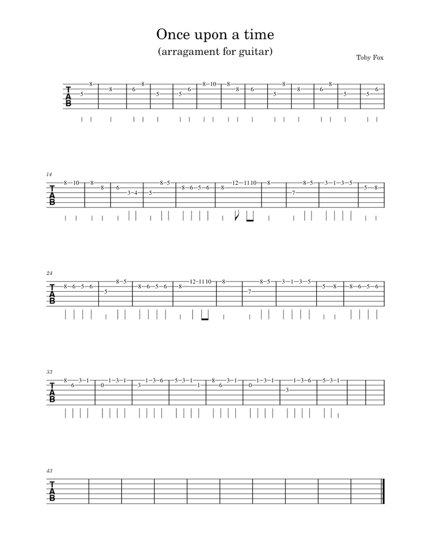 Once upon a time in the pillows　バンドスコア Once Upon A Time – Toby Fox - arragament for guitar Sheet Music