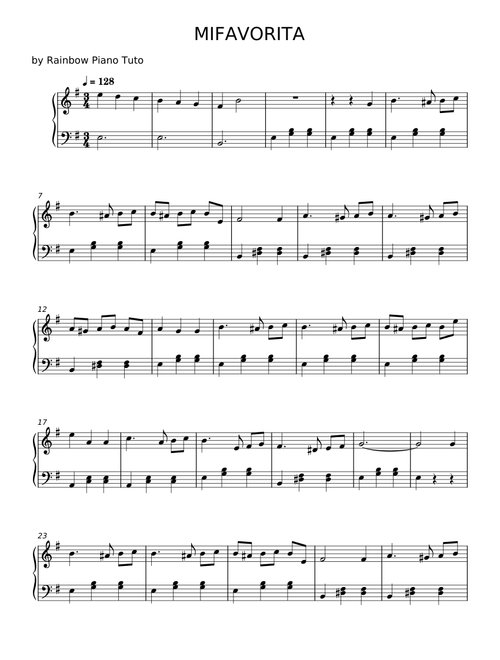 Mi Favorita - Rainbow Piano Tuto