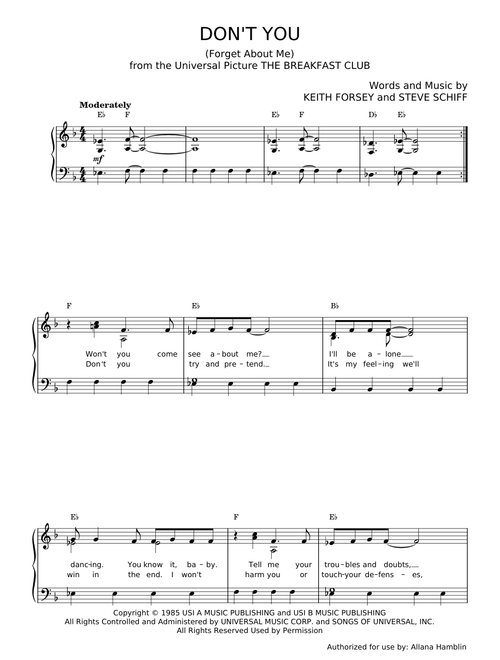 Don't You (Forget About Me) - Keith Forsey and Steve Schiff