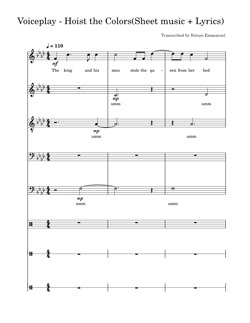 VoiceplayHoist the Colors Sheet music + Lyrics piano tutorial