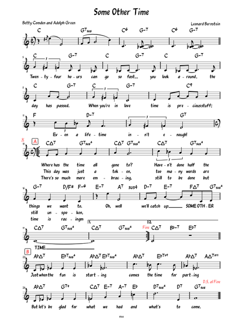 Some Other Time (from On the Town) (Lead sheet with lyrics )
