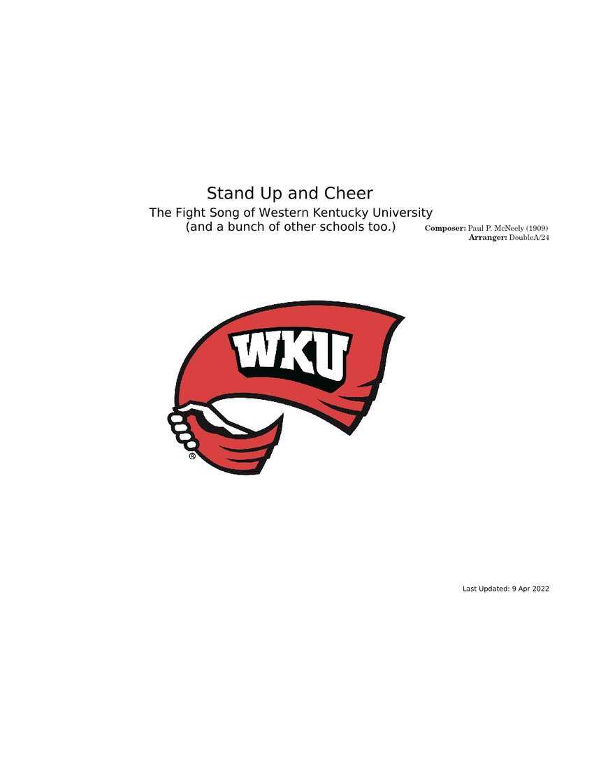 Stand up and Cheer WKU Fight Song Sheet music for Vocals, Guitar, Bass guitar, Drum group