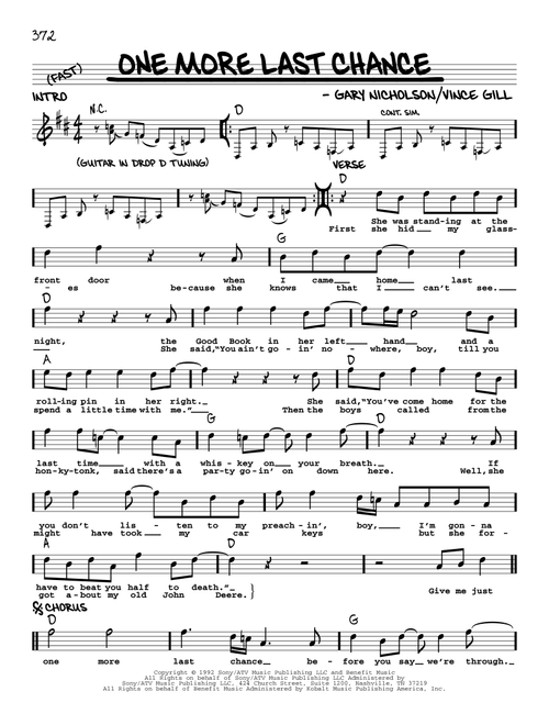 One More Last Chance - Vince Gill (Real Book - Melody-Chords-Lyrics)