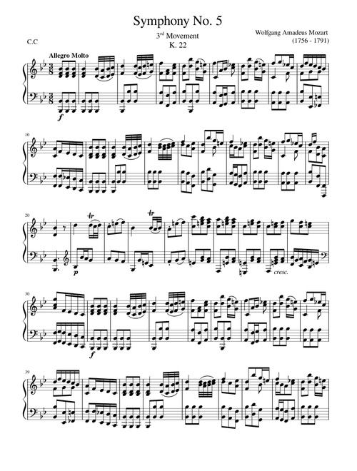 Symphony no. 5, K 22 3rd Movement – Wolfgang Amadeus Mozart